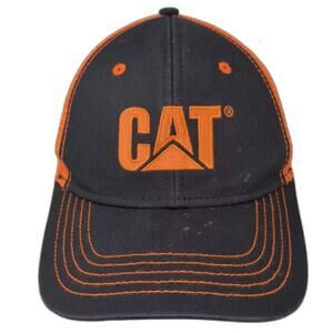 CAT Trucker Hat Black Orange OS Snapback Embroidered Logo Mesh Back Adjustable